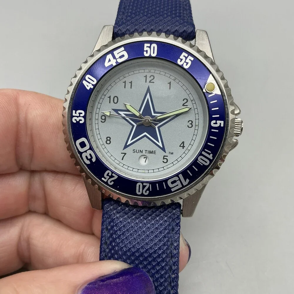 Vintage Sun Time Competitor Mens Watch 40mm Dallas Cowboys New Battery